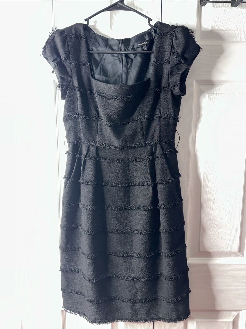 Nanette Lepore Black Fringe Tiered Midi Dress